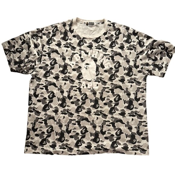 BAPE 3XL Camo College T-Shirt White/Black 100% Cotton Streetwear A Bathing Ape - Picture 1 of 7